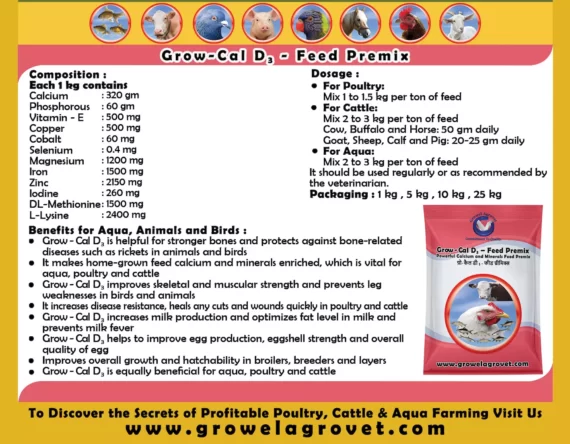 Grow-Cal D3 - Feed Premix:  Calcium & Minerals Feed Premix for Animals and Poultry. - Image 3