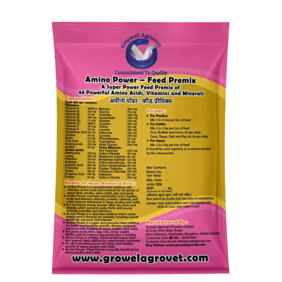 Amino Power- Feed Premix: A Super Power Feed Premix With 46 Amino Acids, Vitamins And Minerals For Aquacultures, Animals And Poultry.