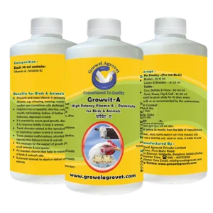 Growvit-A – High Potency Vitamin- A for Poultry, Cattle, Horses, Pigs, Goats, Sheep, Birds, and Pigeons