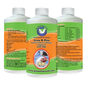 Grow B-Plex – B-Complex for Veterinary use in Aquaculture,Poultry, Cattle, Horses, Pigs, Goats, Sheep, Birds, and Pigeons